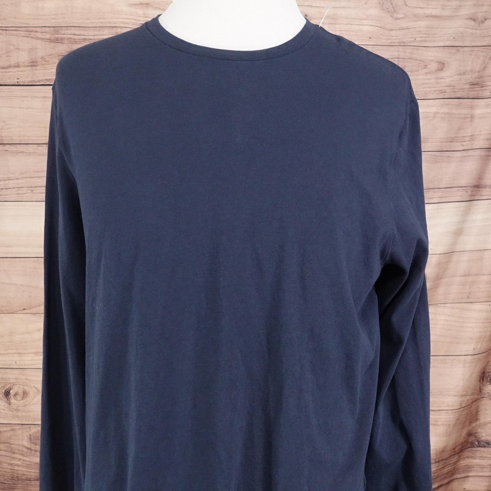 J Crew Shirt Mens XL Blue Washed Long Sleeve Tagless Cotton Crewneck Tee
